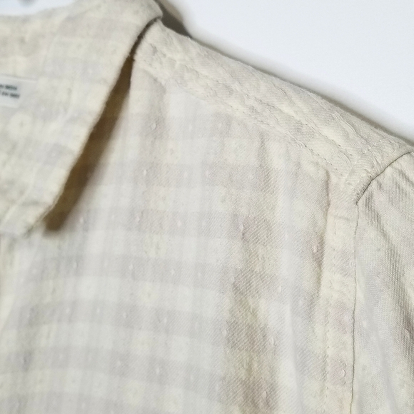 Woolrich Women's Large Biege Long Sleeve Gingham Flannel Button Down Shirt - Picture 3 of 10